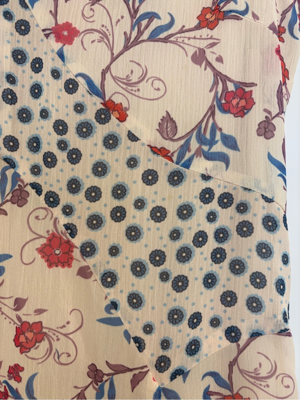 Sundance Cream Midi Dress with Red Floral & Navy Polka Dot Accents - Picture 5 of 6
